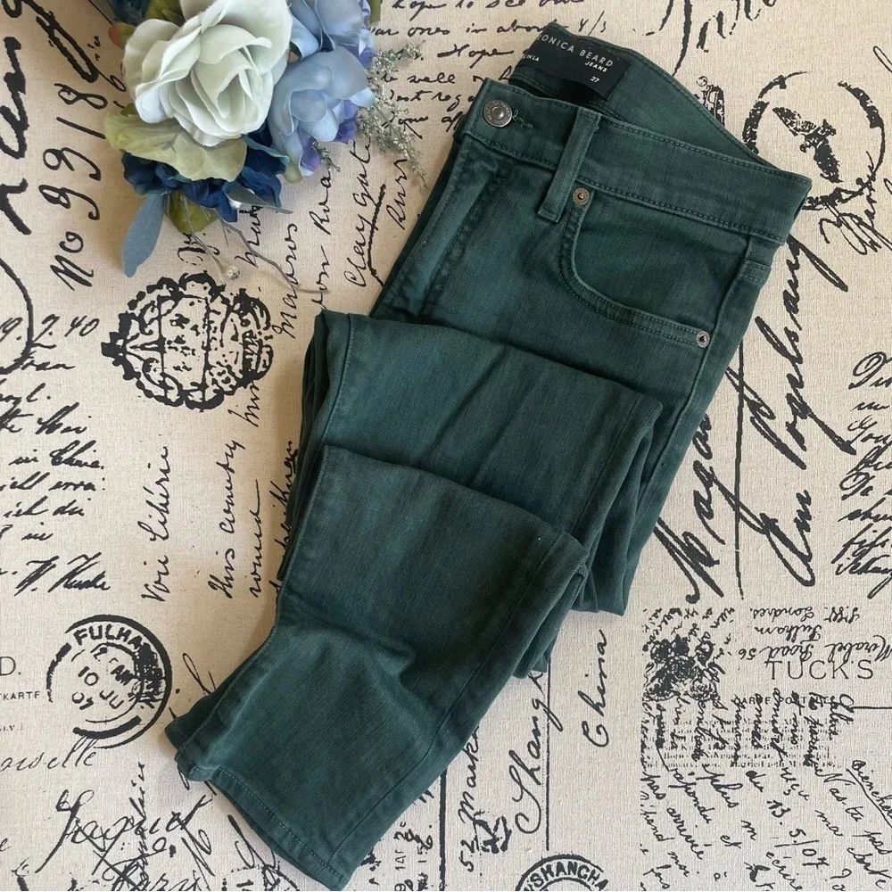 Veronica Beard Debbie High-Rise Skinny Jeans in Evergreen, Size 27